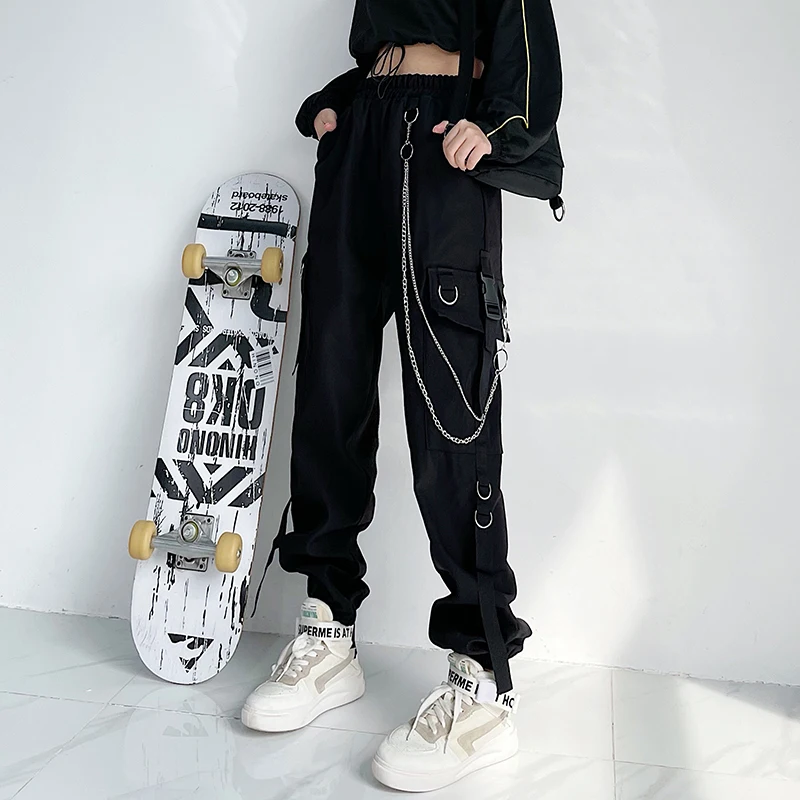 Stylish Cargo Pants Women Harajuku Trousers Dark Style New Pockets Females High Street Ulzzang Thicker Bundle Feet S-3XL Chic