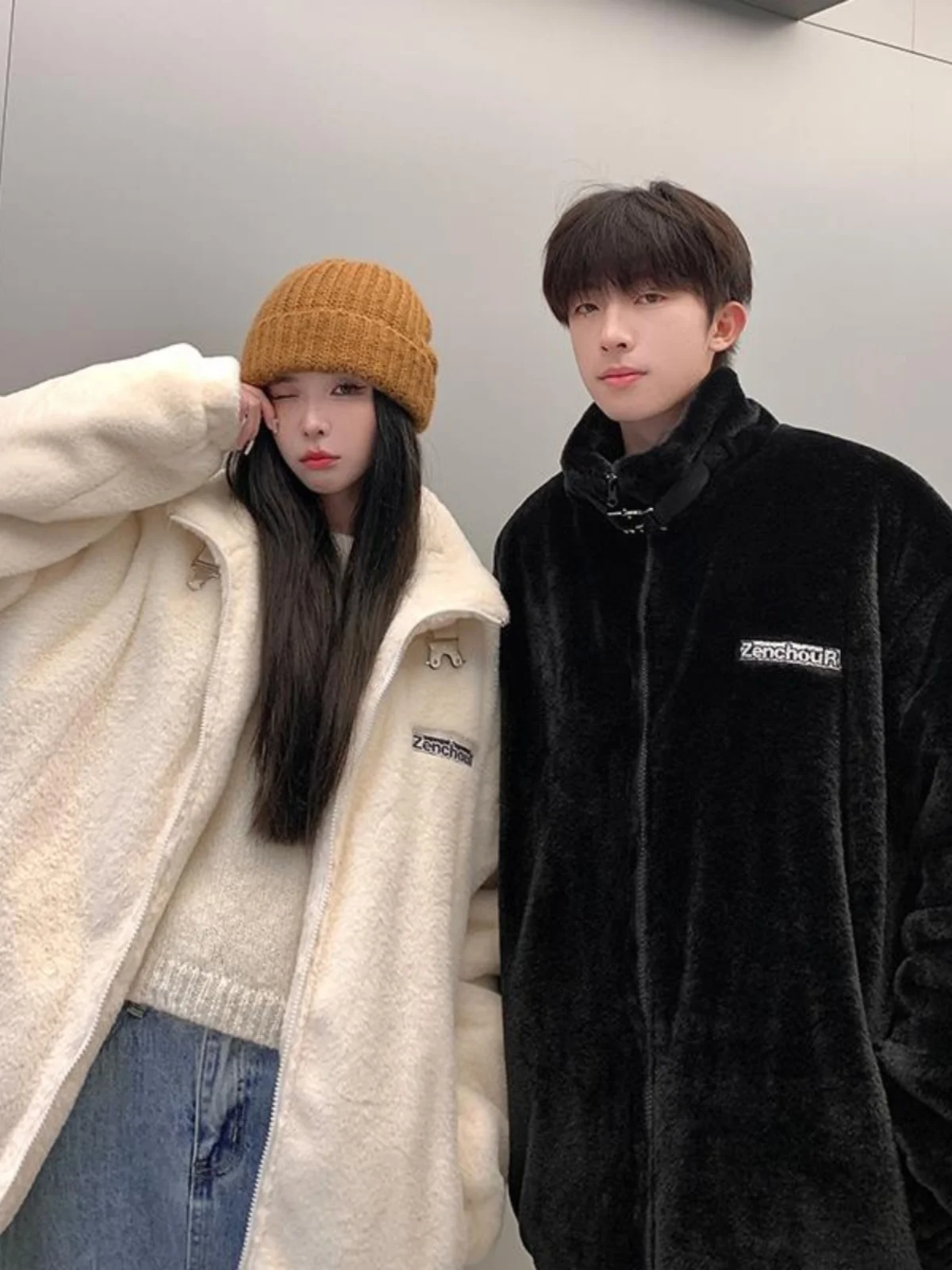 

Зимняя утепленная куртка из овечьего бархата и хлопка для мужчин, оверсайз, с воротником-стойкой, молодежная, повседневная, теплая, модная, на молнии