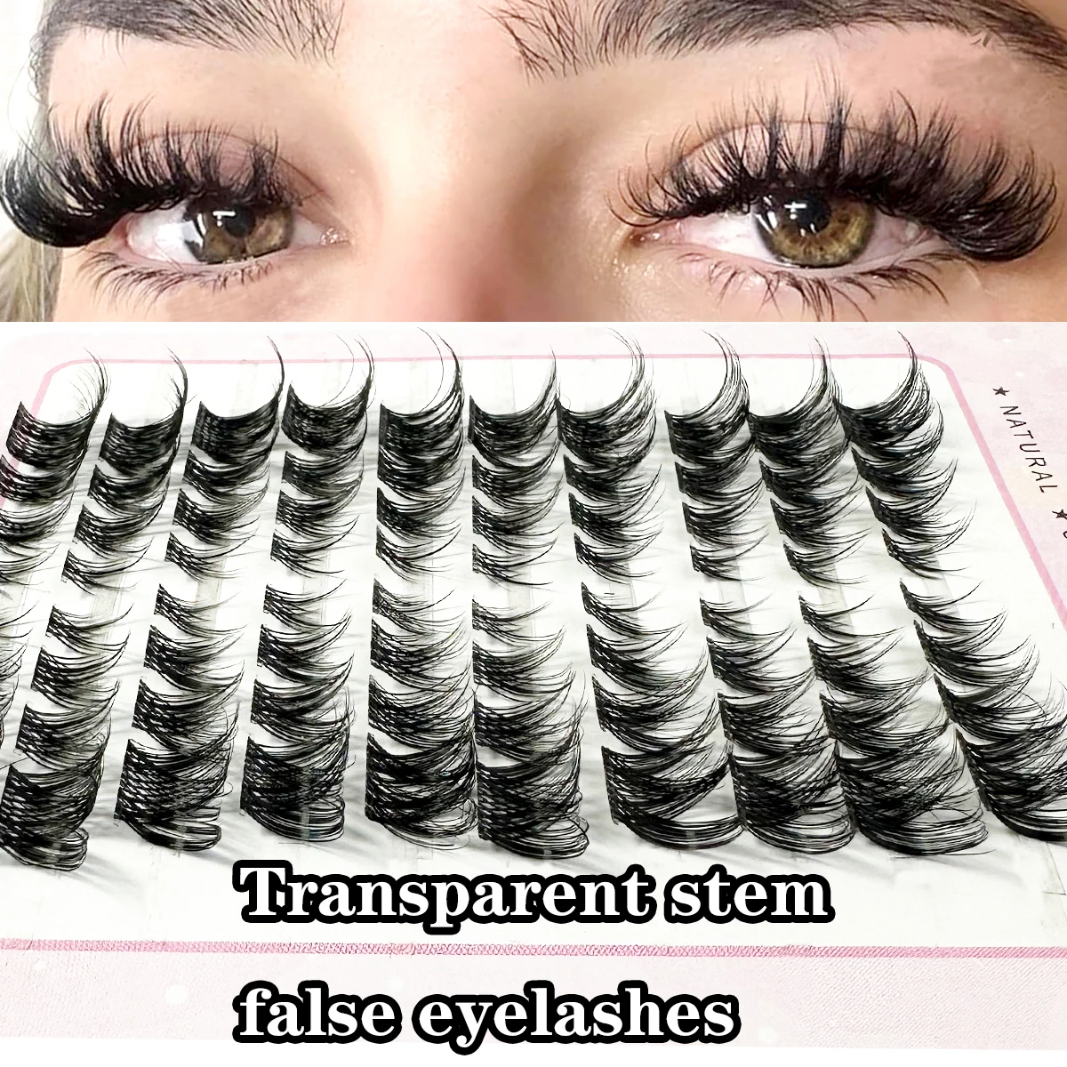 Transparent Stem False Eyelashes 3D Fluffy Single Cluster Eyelash Extension Segmented Natural Mink Fox Eye Effect Makeup Lashes