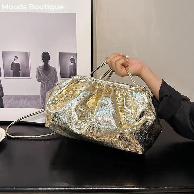 MOODS Złote wieczorowe kopertówki dla kobiet Kolacja weselna Torebka Crossbody Cloud 2024 Nowe luksusowe designerskie torebki i torebki