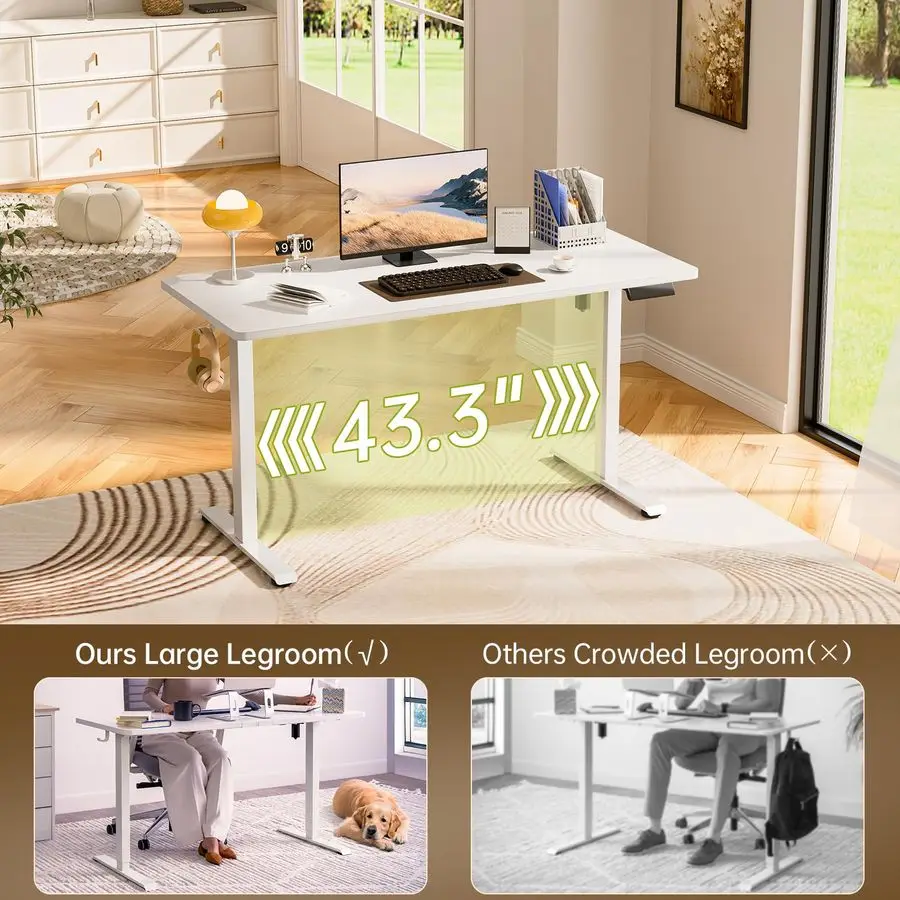 مكتب قائم كهربائي كبير مقاس 55 بوصة، يجلس للوقوف، ارتفاع قابل للتعديل، طاولة كمبيوتر مكتبية منزلية للعمل للدراسة، وسادة المشي
