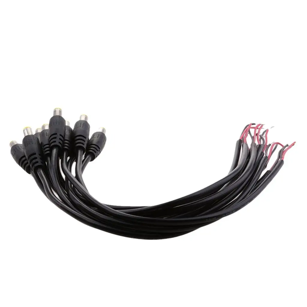 10 Pieces 1V 38V 5.5x2.1 Mm Plug Cable DC Connector for LED Driver / Strip Connector / Camera