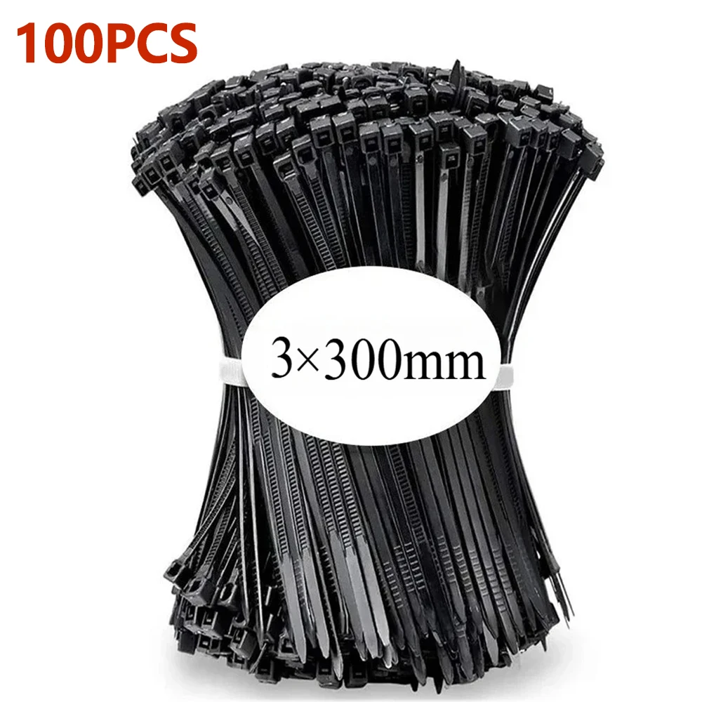 100 Stück Kunststoff-Nylon-Kabelbinder, selbstsichernde Kabelbinder, Riemen, verstellbare Kabel, Befestigungsschlaufe, Heimbüro, Kabelbinder