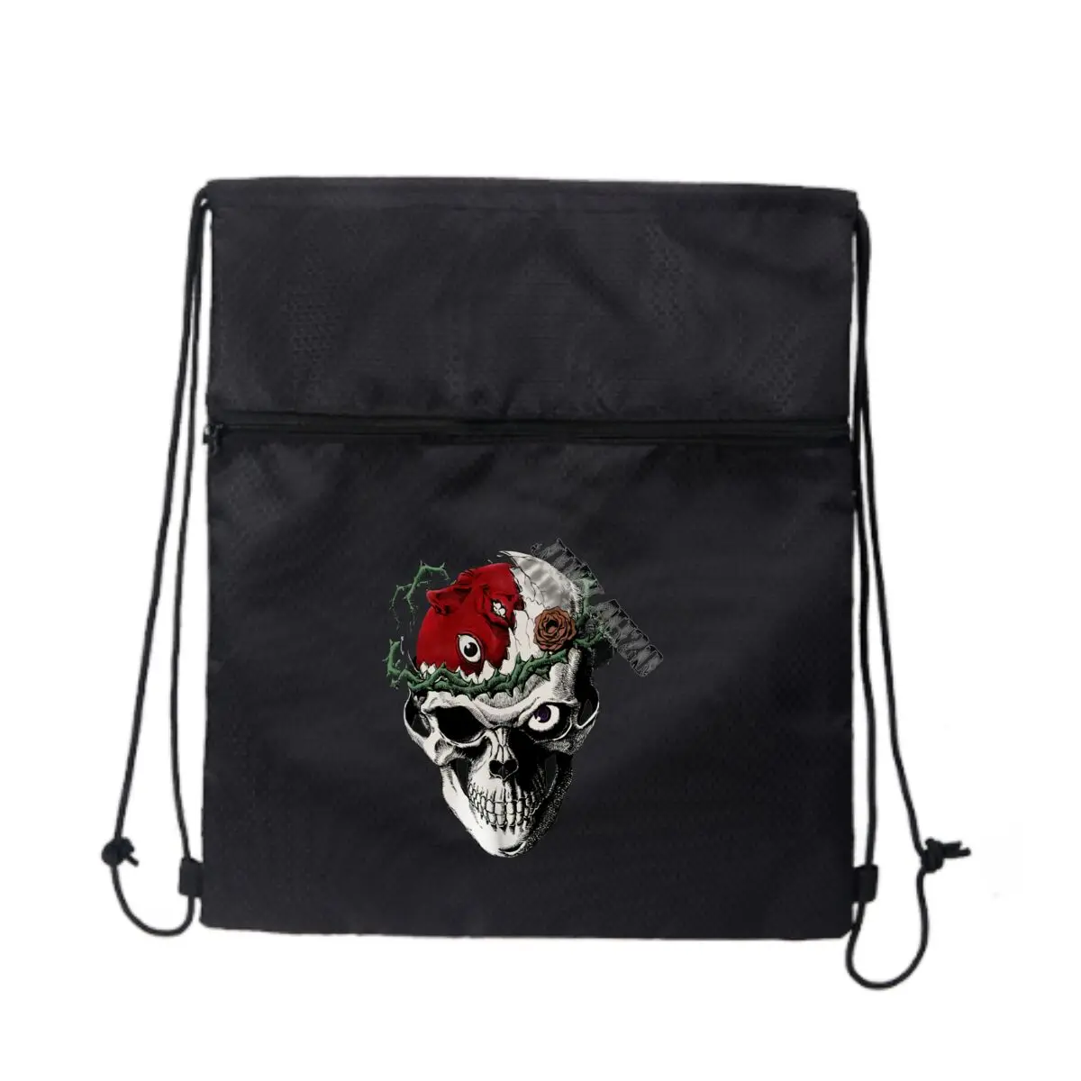 

Черная сверхлегкая уличная сумка на молнии с шипами черепа, идеально подходящая для коротких походов