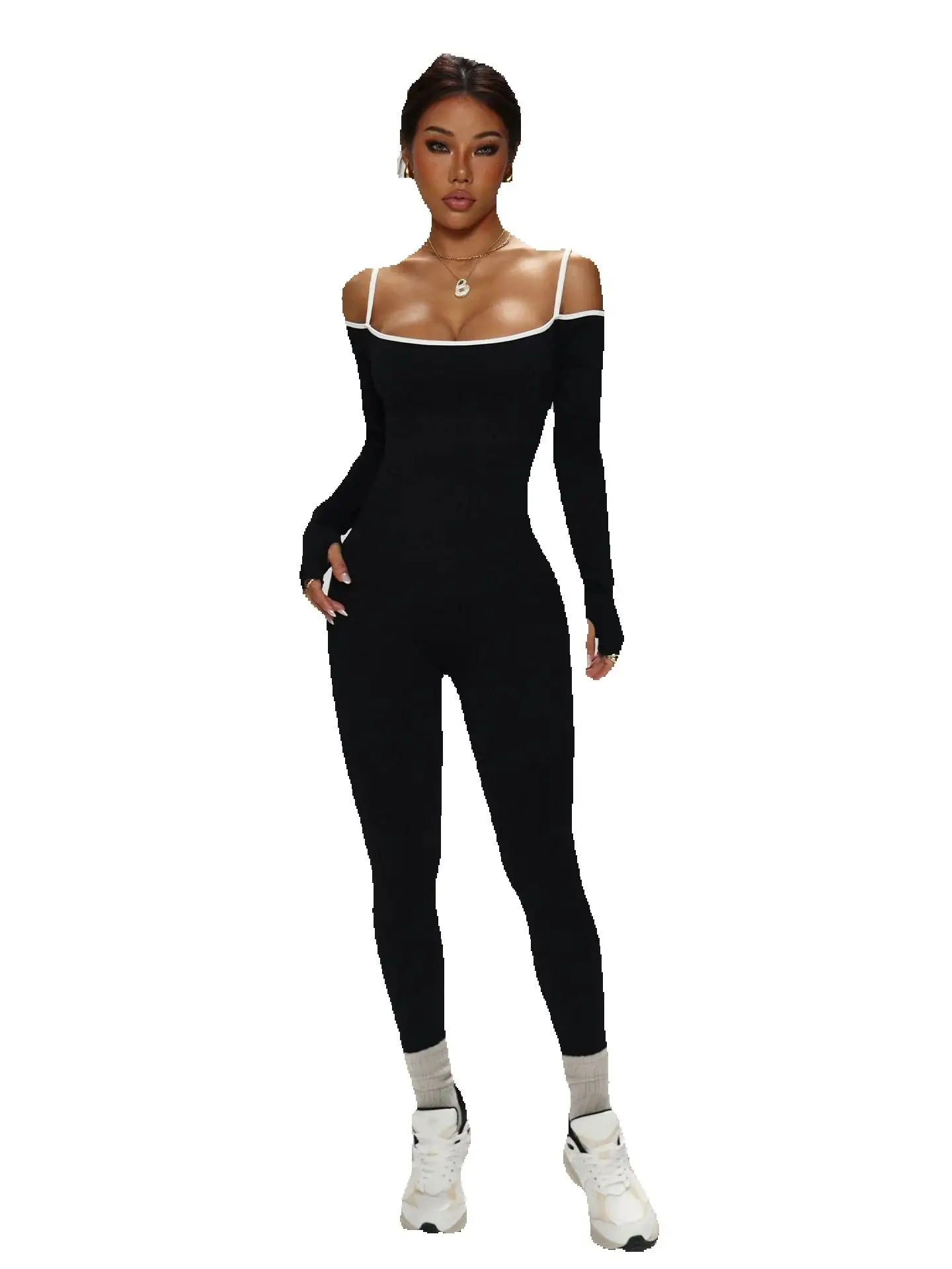 JHJN Naadloze dameskleding Oefening lange mouwen Yoga strapless jumpsuit Fitness nauwsluitend yogapak zonder rug