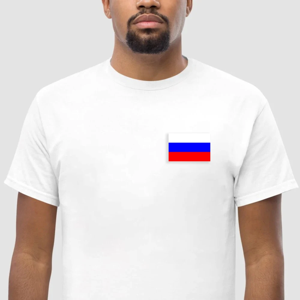 HX Russia Flag T-shirts Motherland Sticker Printed Tees Black White Cotton T Shirts Adult Teens Summer Short Sleeve Shirts