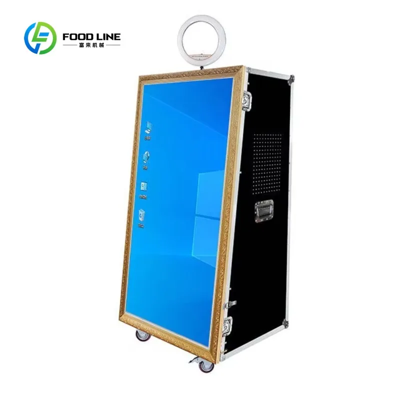 Customized 65 Inch Magic Interactive Selfie Photo Mirror Booth Machine with Camera Metal Frame No Power Supply Required
