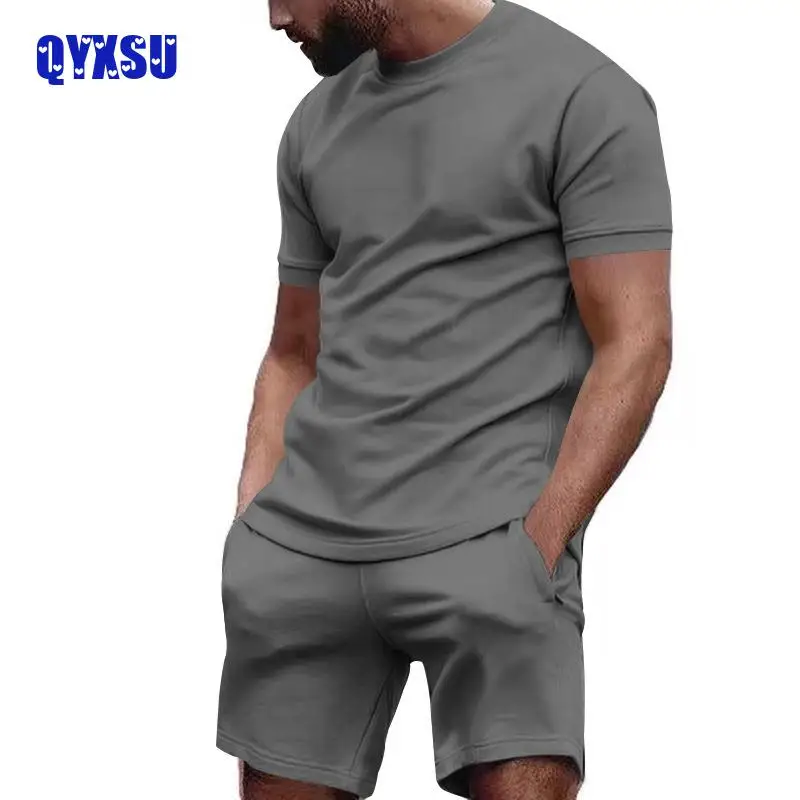 Summer  Men's Sportswear Short Sleeved T-shirt + Sports Shorts Quick Drying, Breathable Cool Fitness Fashion Two-piece Set