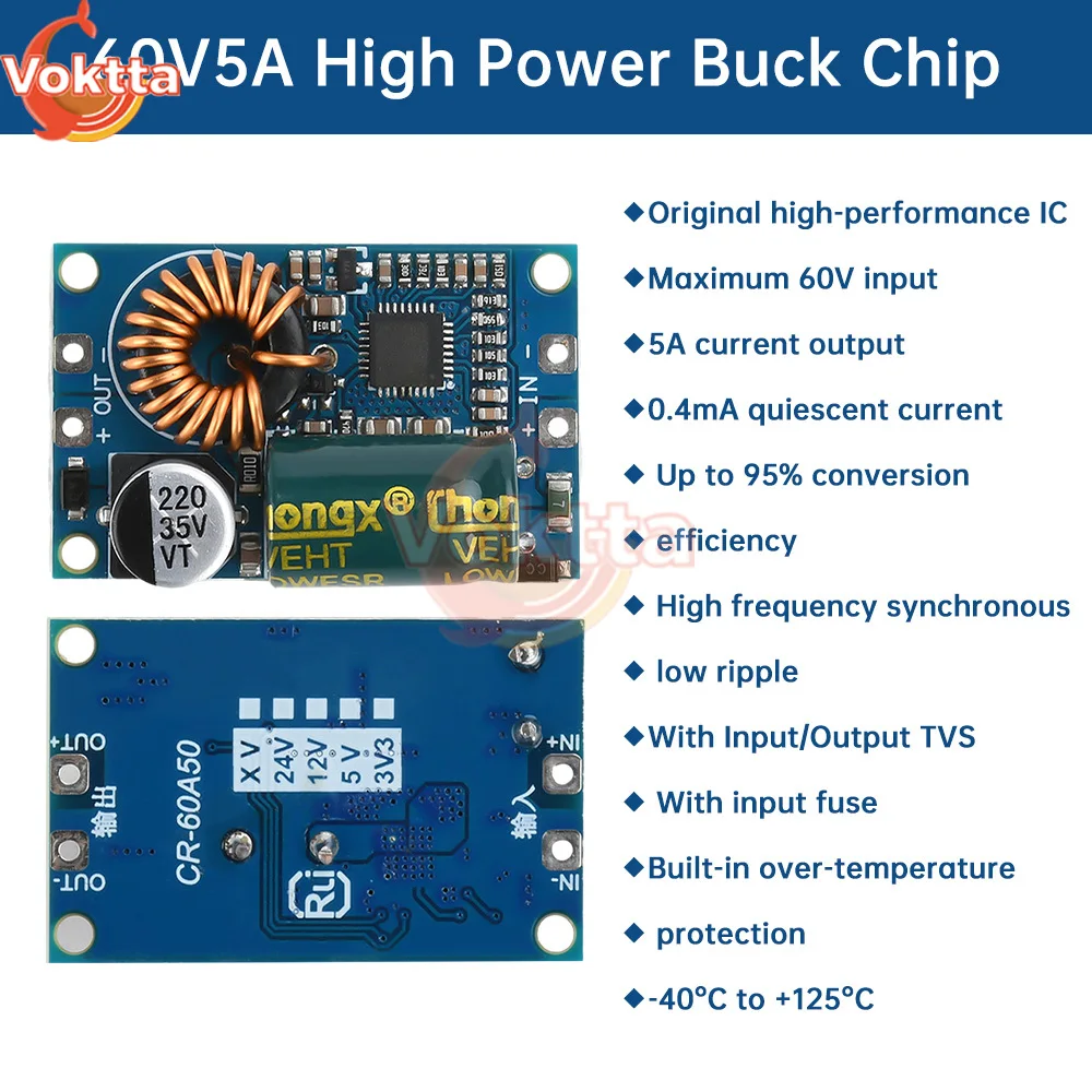 DC-DC Step Down Converter Voltage Regulator 24V 36V 48V 60V to 5V 12V Buck Converter Step Down Power Supply Module
