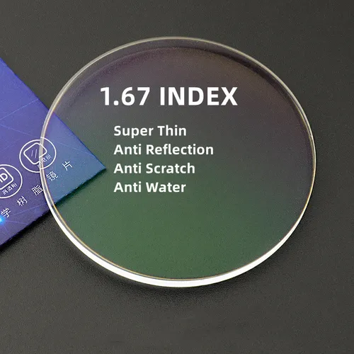 Imagen 2 del producto 1.67 Lentes asféricas Lentes de resina orgánica Súper finas Antirreflejos y rayones Alta dureza Bueno para gafas sin montura