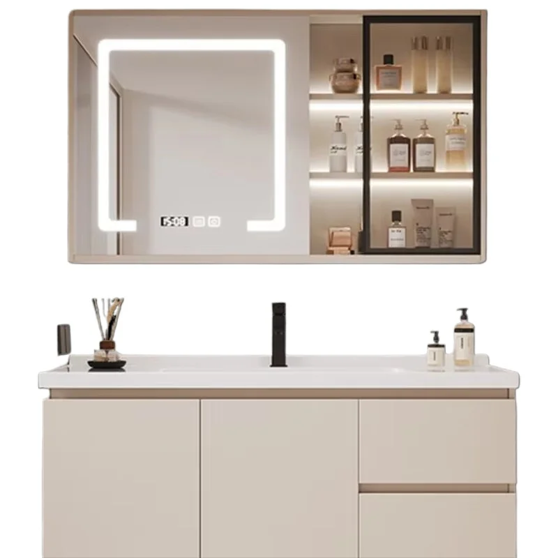 المرحاض خزانة حمام بسيطة حوض غسيل خزانة حمام خشبية حديثة منظم Led Meuble Salle De Bain Rangement الأثاث