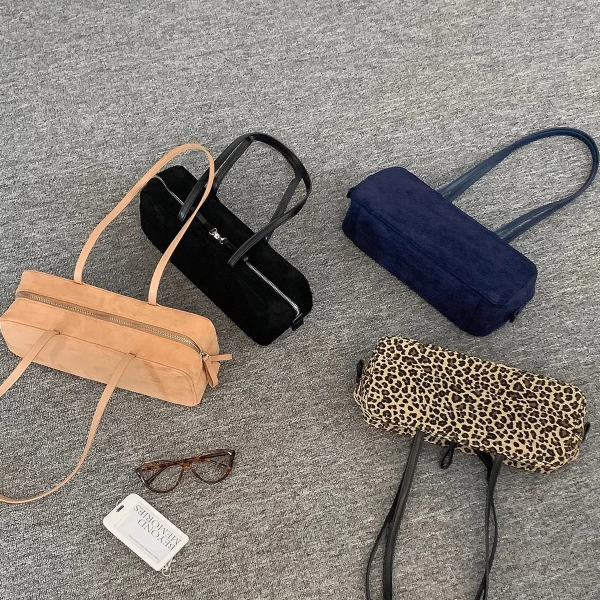 

Simple Rectangular Shoulder Bag For Women Solid Color Zipper Pillow Bags Korean Casual Fashion Retro Female Handbags