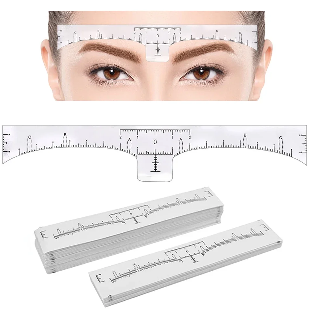 

10pcs Tattoo Eyebrow Ruler Sticker Disposable Eyebrow Position Ruler Guide with Brow Shape for Tattoo Eyebrow Makeup Tools