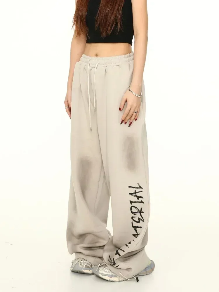 HOUZHOU VintageถังขยะY2k 2000S Sweatpants Baggyผู้หญิงHarajukuเกาหลีสไตล์ขนาดใหญ่กางเกงGrunge StreetwearกางเกงHip Hop