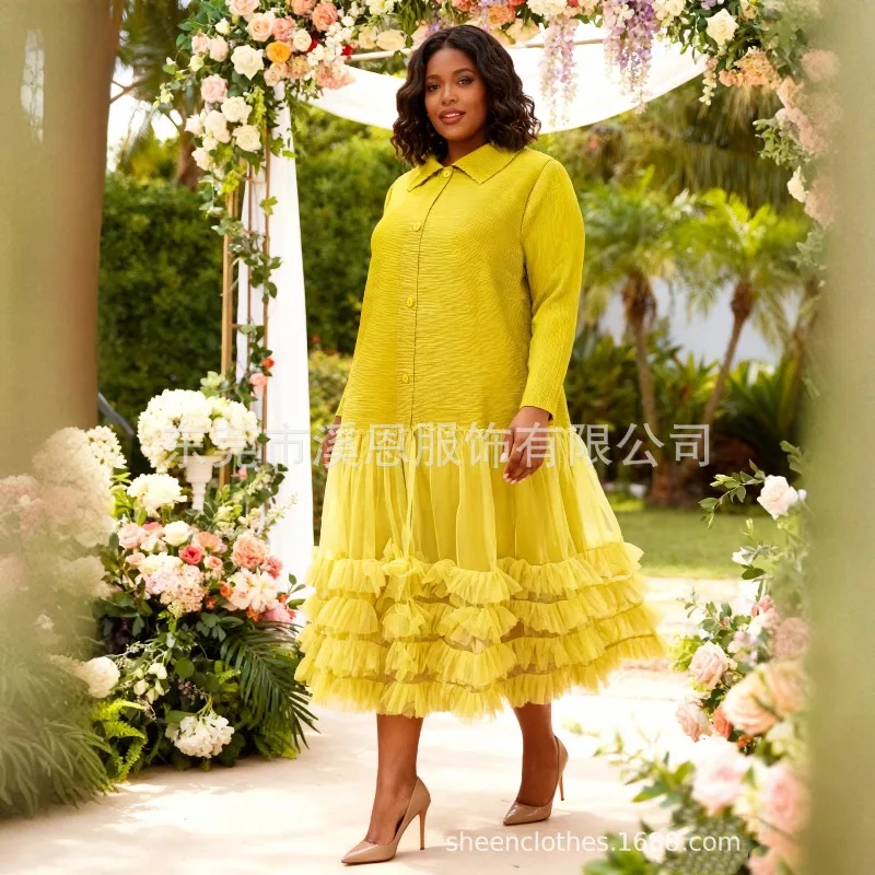 Miyake plissado vestidos de malha francesa plisse 2026 primavera nova moda plissados temperamento lapela casual fofo bolo dobrar vestidos femininos