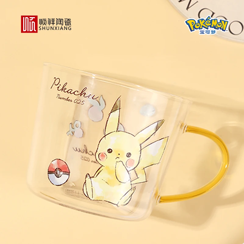 Pokemon Glass Mug Pikachu 520ml Drinkware Official Licensed  Water Cup Drinking Cup Coffee Cup Handle Cute Anime for Mate Gift