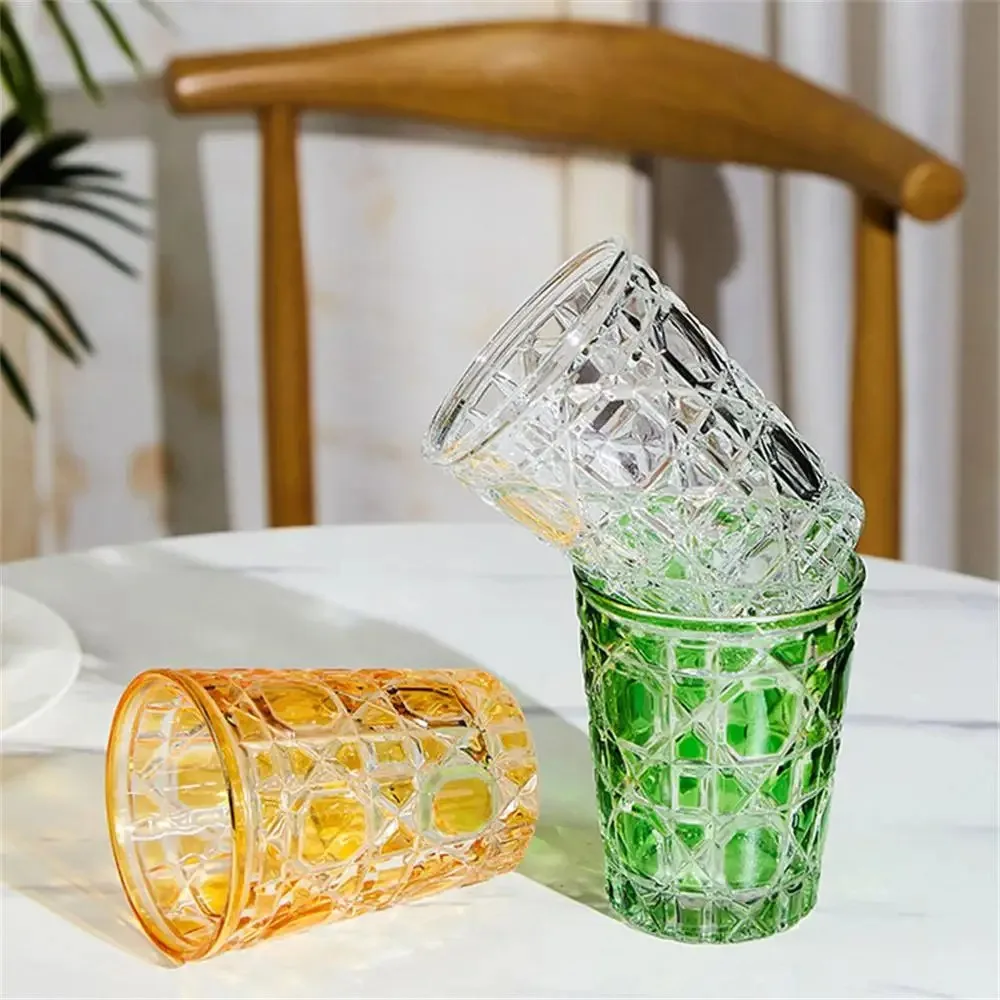 1pc 320ml Hand Engraved Diamond Patterns Drinking Glasses Whiskey Glass Colorful Glass Bathroom Tumblers Luxury Cups and Mugs