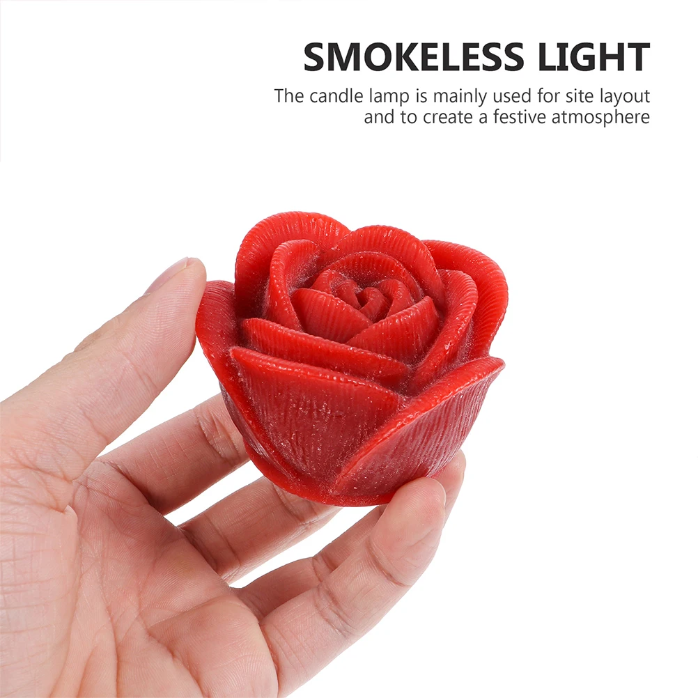 

4Pcs Desktop Adorn Rose Candle Lamps Exotic Electric Led Lights For Romantic Centerpieces
