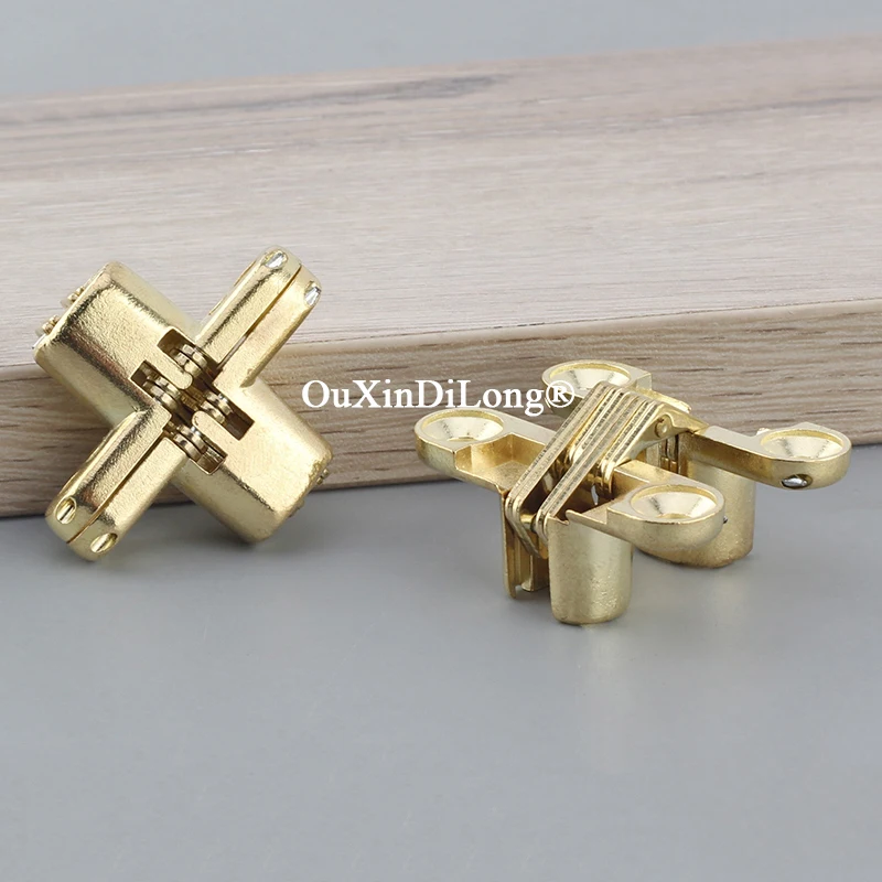 Durable 50PCS Zinc Alloy Invisible Hidden Cross Hinge Concealed Folding Furniture Hinges Jewelry Gift Boxes Cases Cabinet Hinges