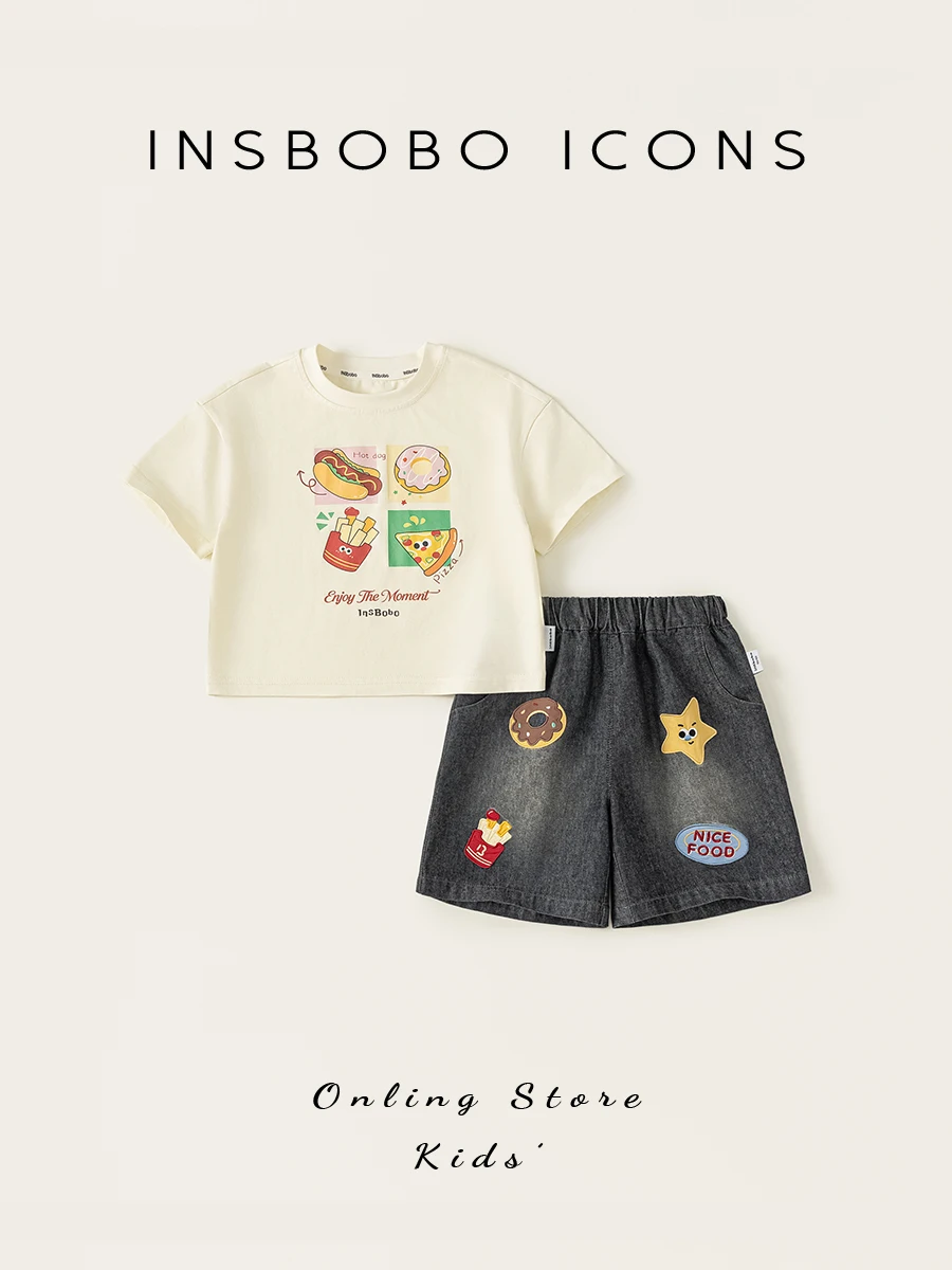 insbobo-boys-summer-outfit-short-sleeve-clothes-set-cute-polyester-cotton-blend-kids-fashionable-clothing-short-sleeve-short