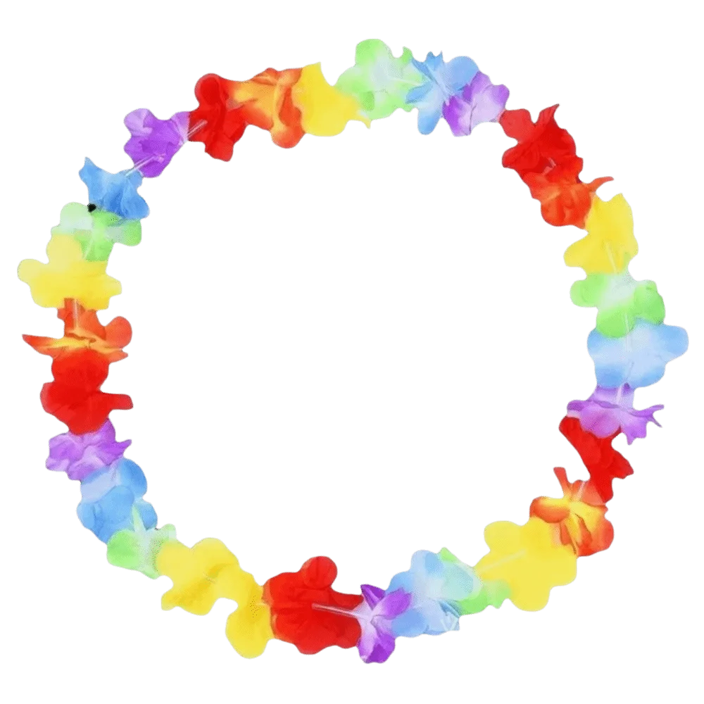 Glow In The Dark LED Necklace Artificial Flower Rainbow Lei Flower Wreath Light Up Tropical Design Glow Necklace Birthday Party