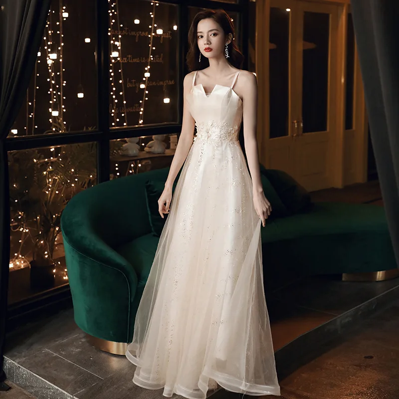 女性の 2025 新しいスタイルストラップイブニングドレスチュールスパンコールパーティー高貴なメイドドレス魅力的なオフショルダー妖精のようなミニドレス