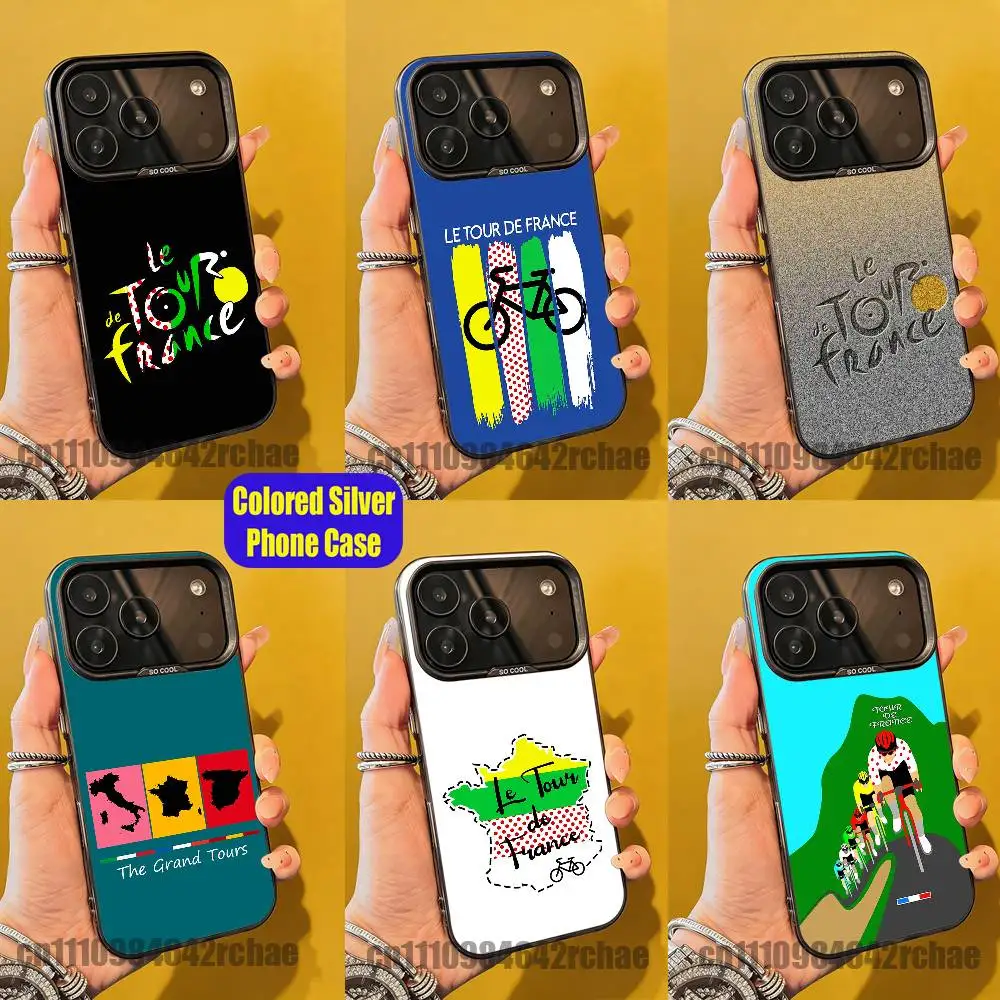 

For Tour De France Bike Bicycle Phone Case iPhone 14,16,12,15,13,17,11,E,Pro,Max,Plus,Air,Mini Colored Silver Shell