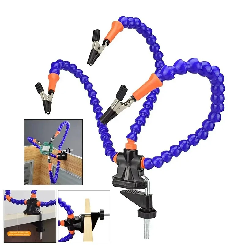 

PCB Repair Tool Holder Flexible Arms Three Jaw Welding Auxiliary Fixture Soldering Helping Hand for Jewelry Crafts Circuit Board