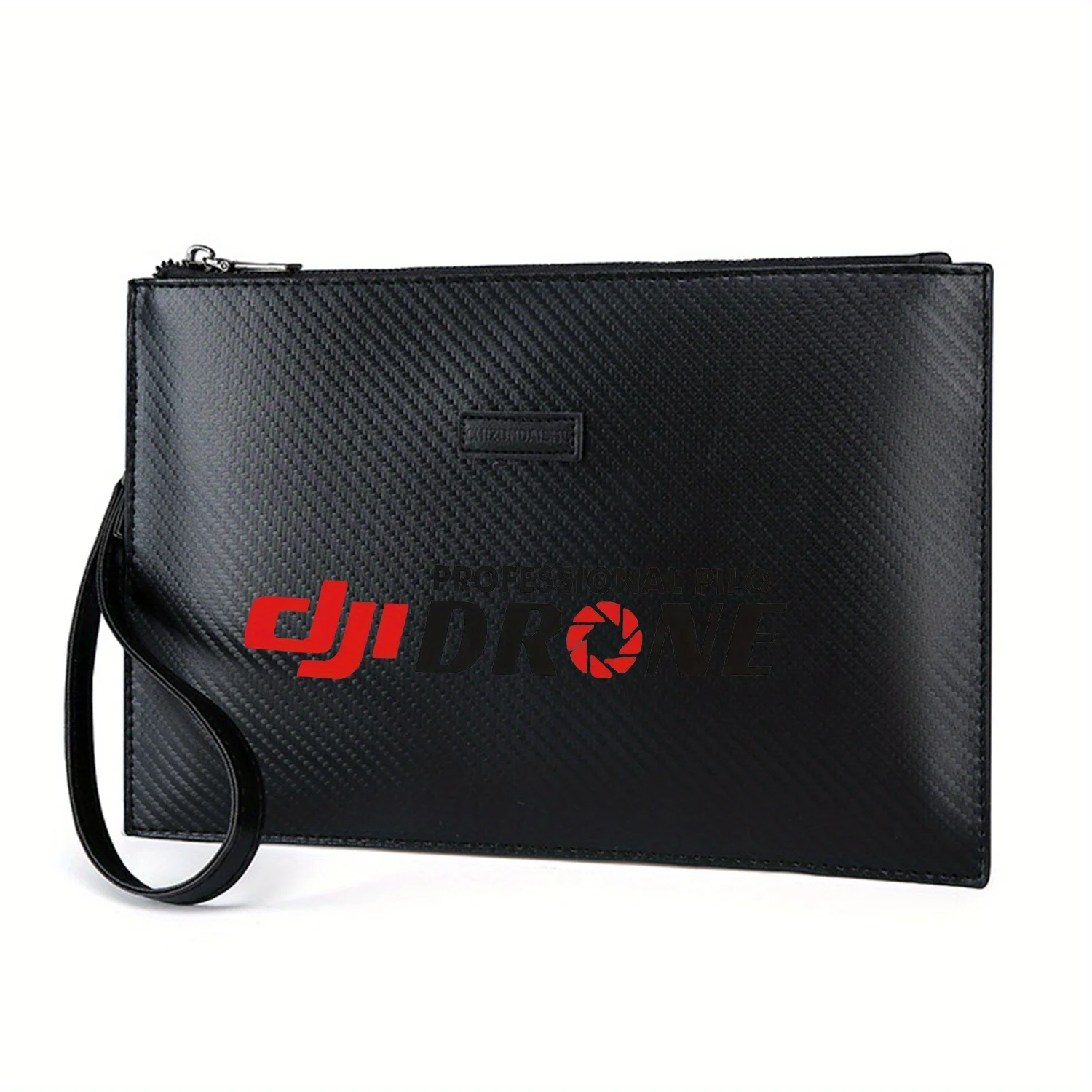 Red DJI logo Drone design Professional Elegant Printed PU Men's Handbag Fashionable and Practical for Everyday Carry