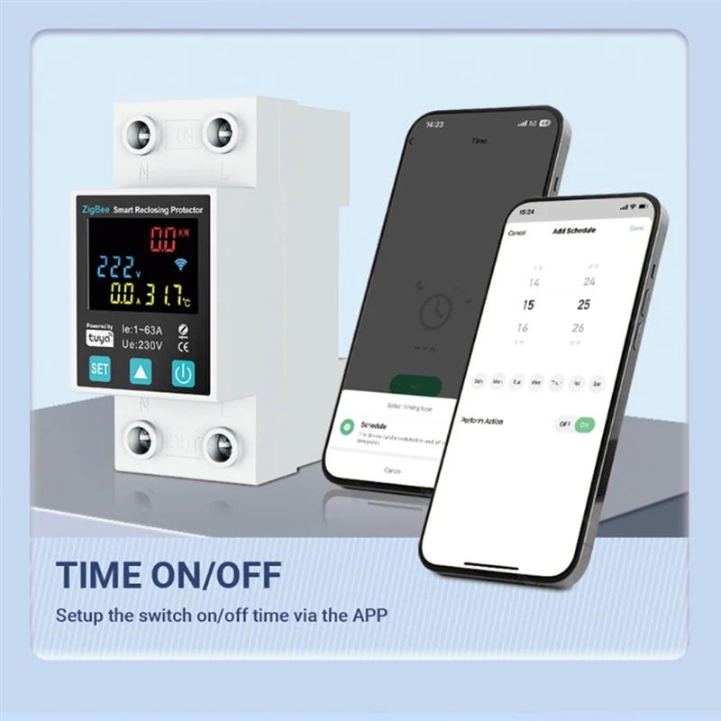 

-A25M Zigbee TUYA Smart Life 2P/63A Circuit Breaker Earth Leakage Over Under Voltage Protection Protector Relay Energy Meter