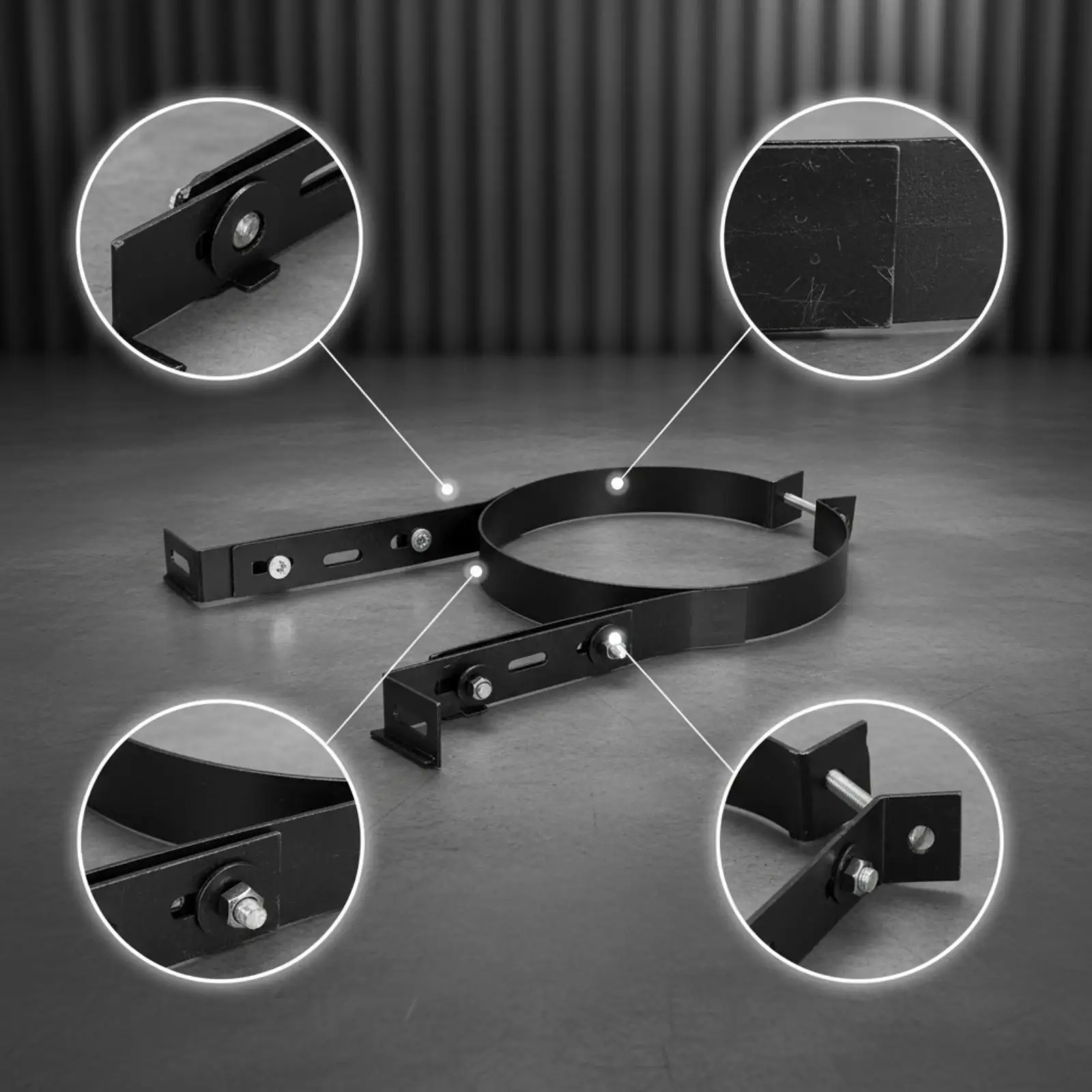 Secure Chimney Support Bracket Stainless Steel Flue Pipe Wall Mount Heavy Duty Adjustable Clamp Kit for Heating Ventilation