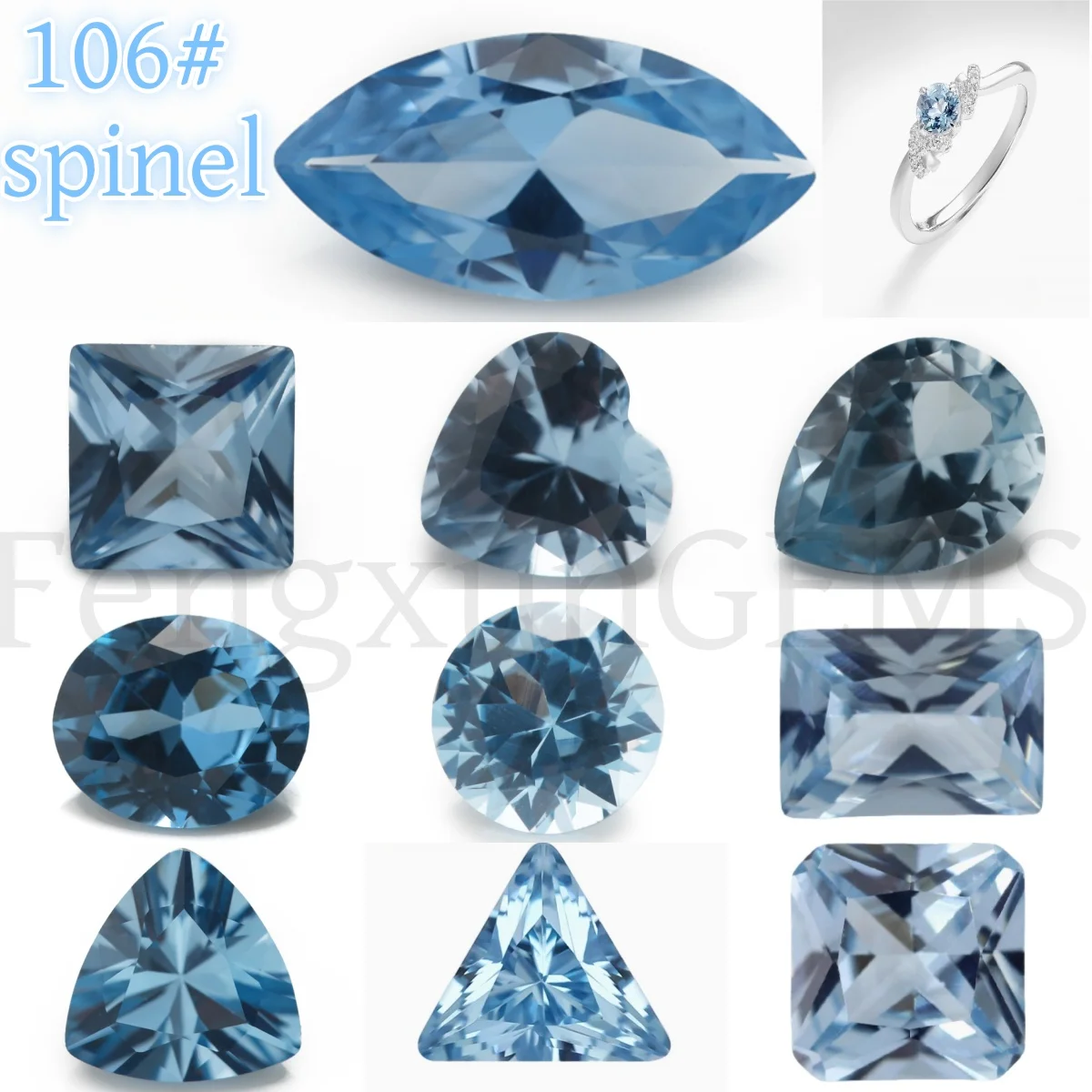 Synthetic Spinel Sapphire 106# color Various shapes Loose Spinel Blue Beads Stone Small Size AAAAA  for Ring and jewelry