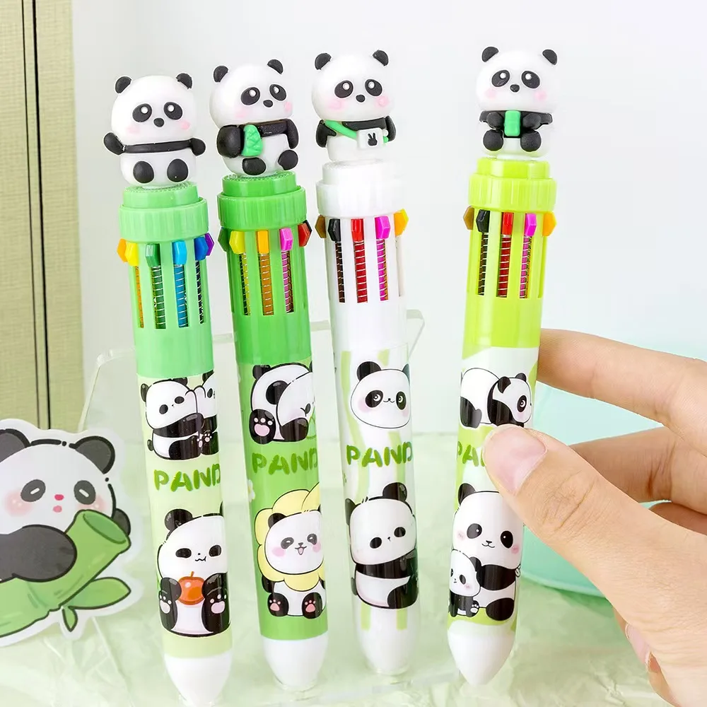 10 Color Ballpoint Pen Cute Cartoon Elementary School Student Pen Press Type Color Multi-function Gel Pen Ball Point Pen