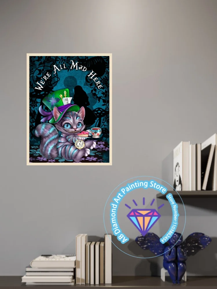 Alice in Wonderland Cartoon AB Diamond Drawing Kit Square Round Diamond 5D DIY Mosaic Handmade Art Exquisite Gift Home Decor view 2
