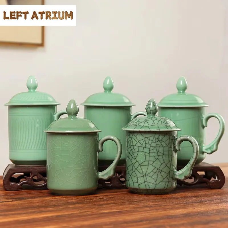 

450ml Handmade Longquan Celadon Coffee Mug Milk Cup Afternoon Tea Mug Water Ice Cold Juice Jug Personal Office Water Cup Cafes