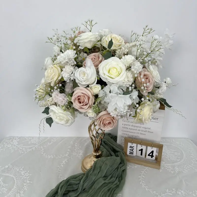 Künstliches Schilfrohr 70/60/50/40cm, Großer Rosenblütenball, Tischdekoration, Event- und Hochzeitsdekoration, Blumenarrangement für den Gang, Bouquet – Detail 9