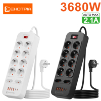 EU Plug AC Power Strip 3680W Multitap 1.8M Extension Cord Outlet Network Filter With 4 USB 2 Type-C Ports Charg Charging Adapter