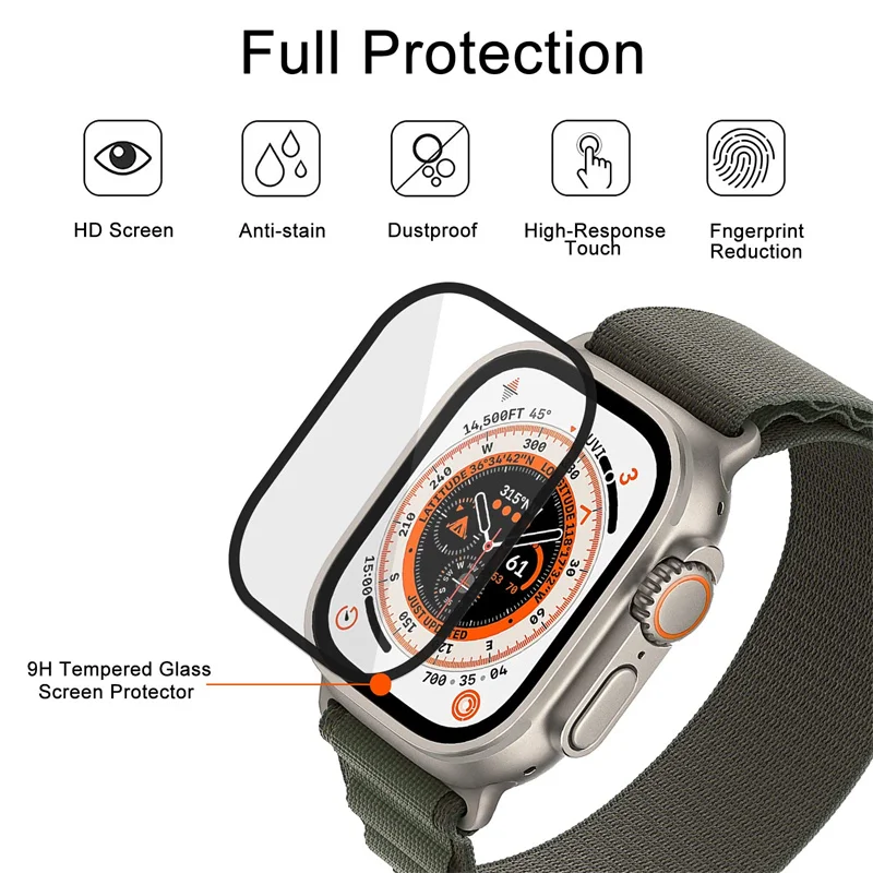 Protector de pantalla para Apple Watch Series 9-8-7-6 5 4 Se ultra-2 49mm 41mm 45mm 40mm 44mm 3D (no vidrio templado), accesorios de película