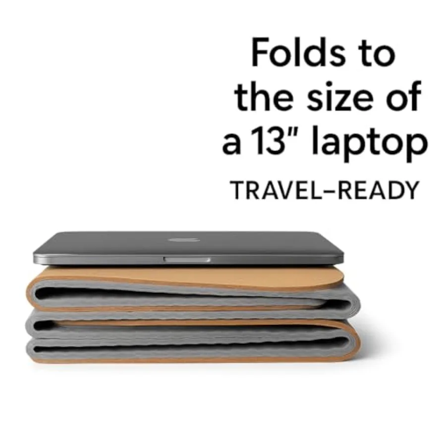 Travel yoga mat: cork, natural brown, ultra-portable 5mm foldable non-slip design for gym, Pilates, and on-the-go practice