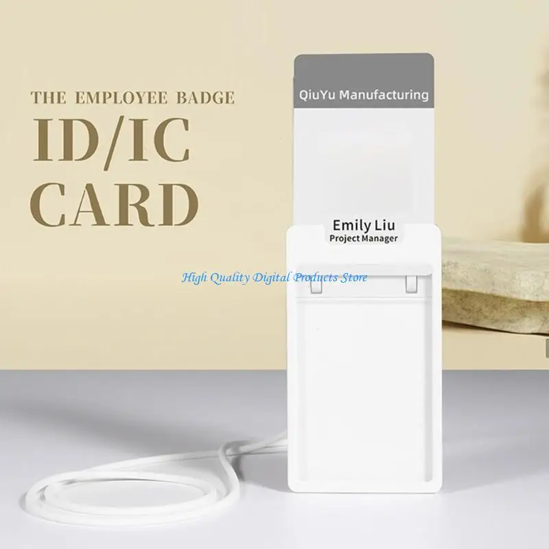 U2JE Retractable Lanyard With Plastic Badge Card Holder Retractable Badge Holder