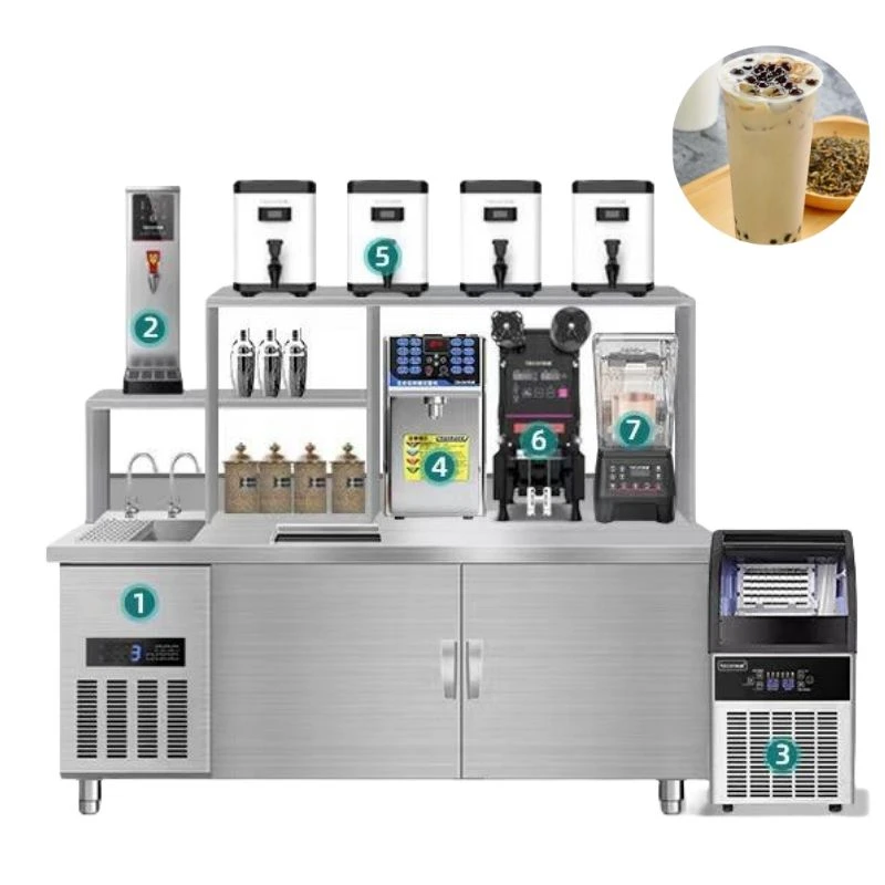 #Frozen Milk Tea Counter Customize Drink Station Cocktail Working Station Bubble Tea Machine Cheap Price with Stainless Steel