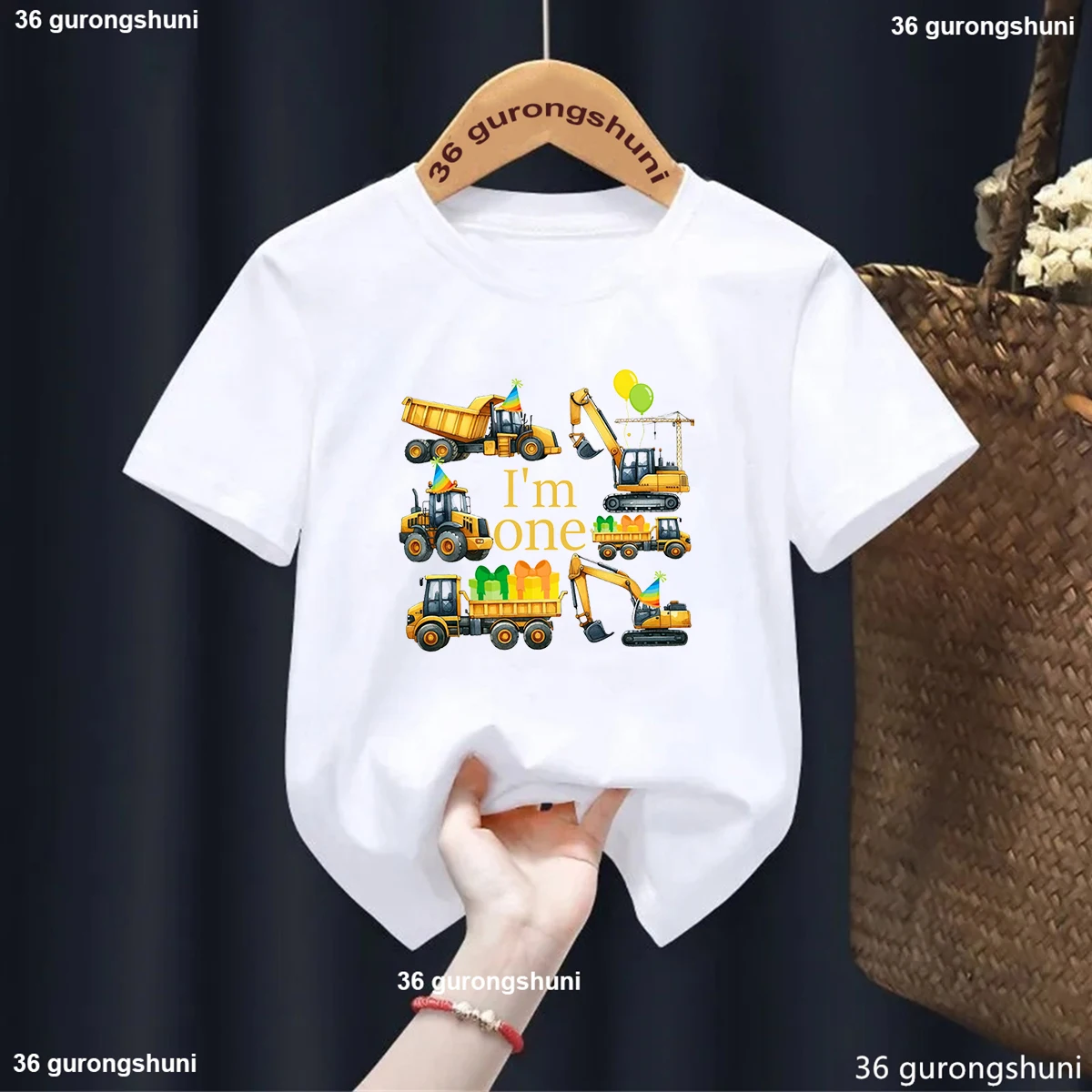 I' am Two Birthday T-Shirt, Excavator Bday Shirt, 2th Birthday Shirt, Gift for Her, 3th Birthday Gift,One bday Toddler tshirt