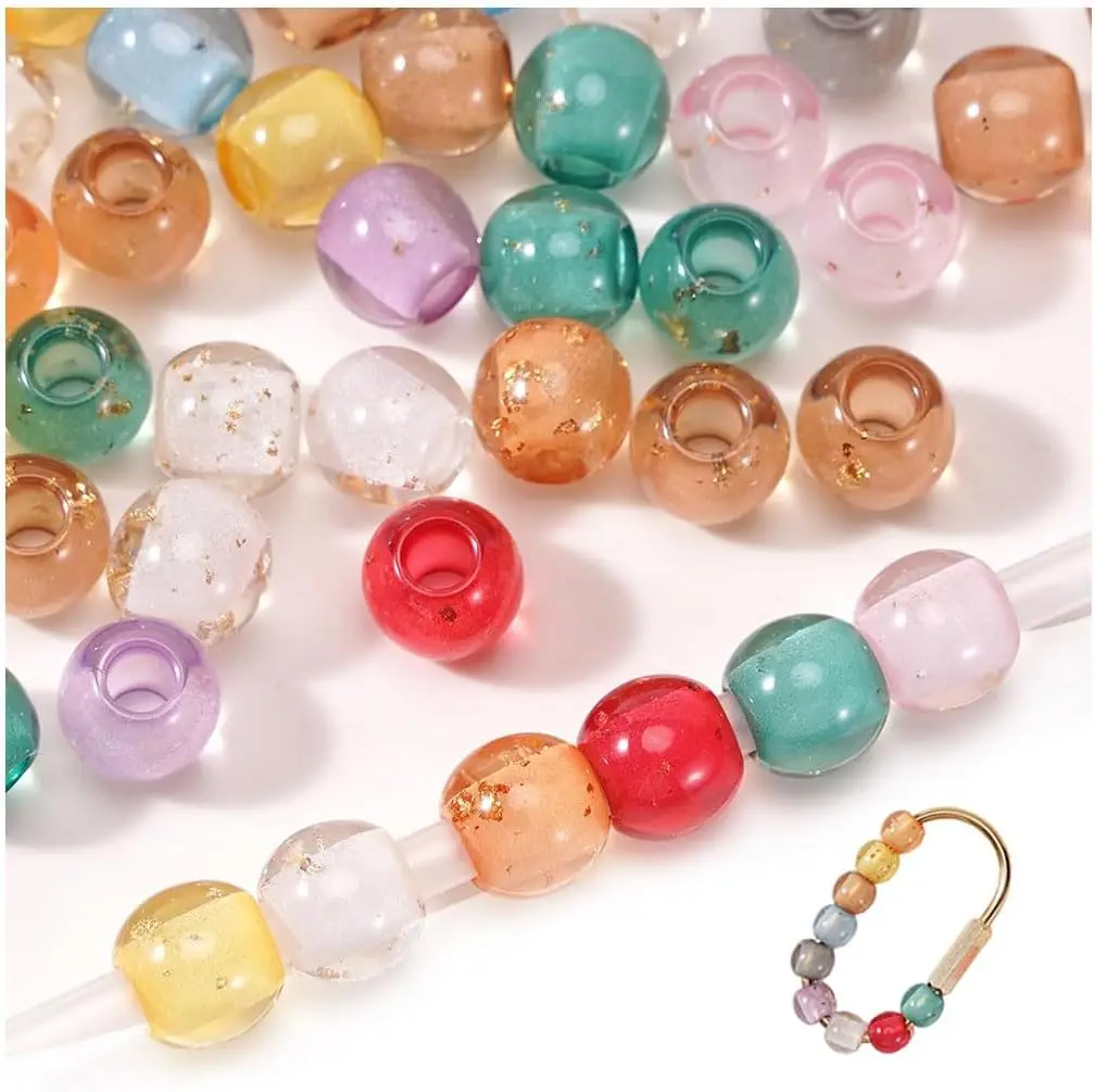 10mm 50pcs Resin Large Hole Beads Carabiner Bag Charm Keychain DIY Custom Bracelet Bangle Charm Personalized Jewelry Craft