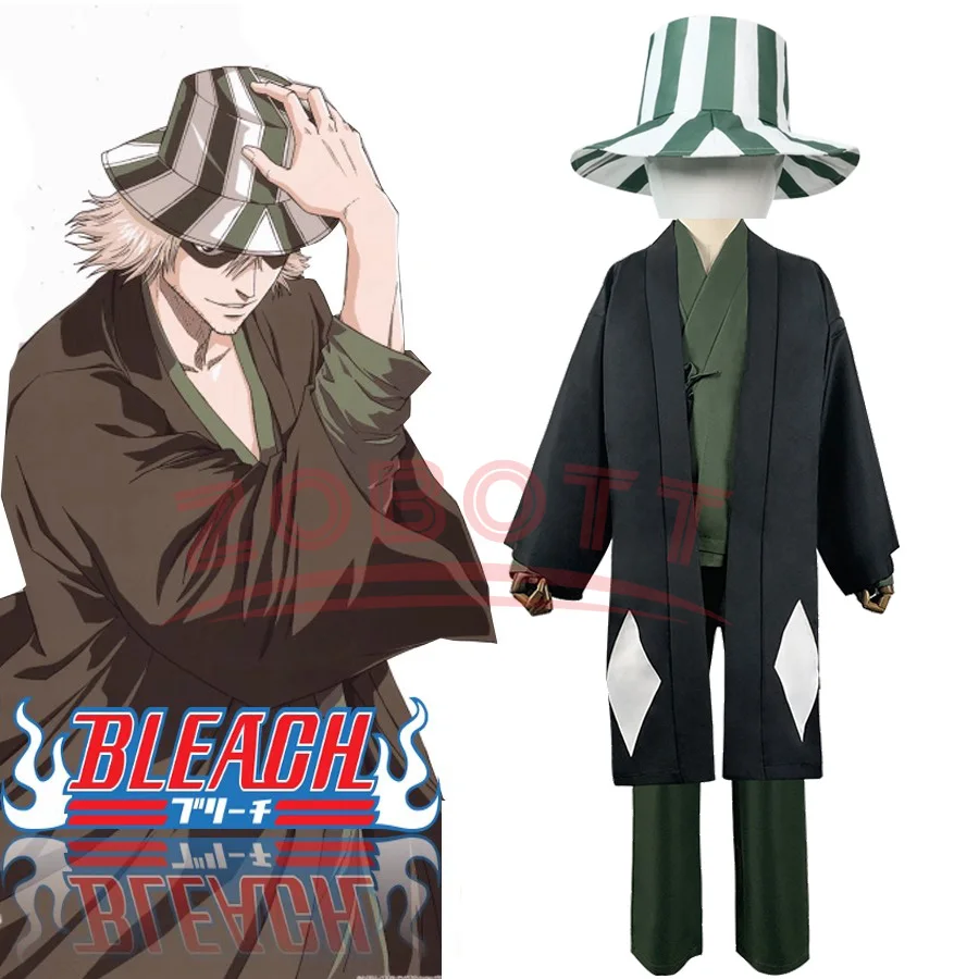 

Аниме Bleach Urahara Kisuke Косплей Костюм Шляпа Кимоно Наряд Для Мужчин Женщин Мужчин Хэллоуин Аксессуары и Реквизит Косплей