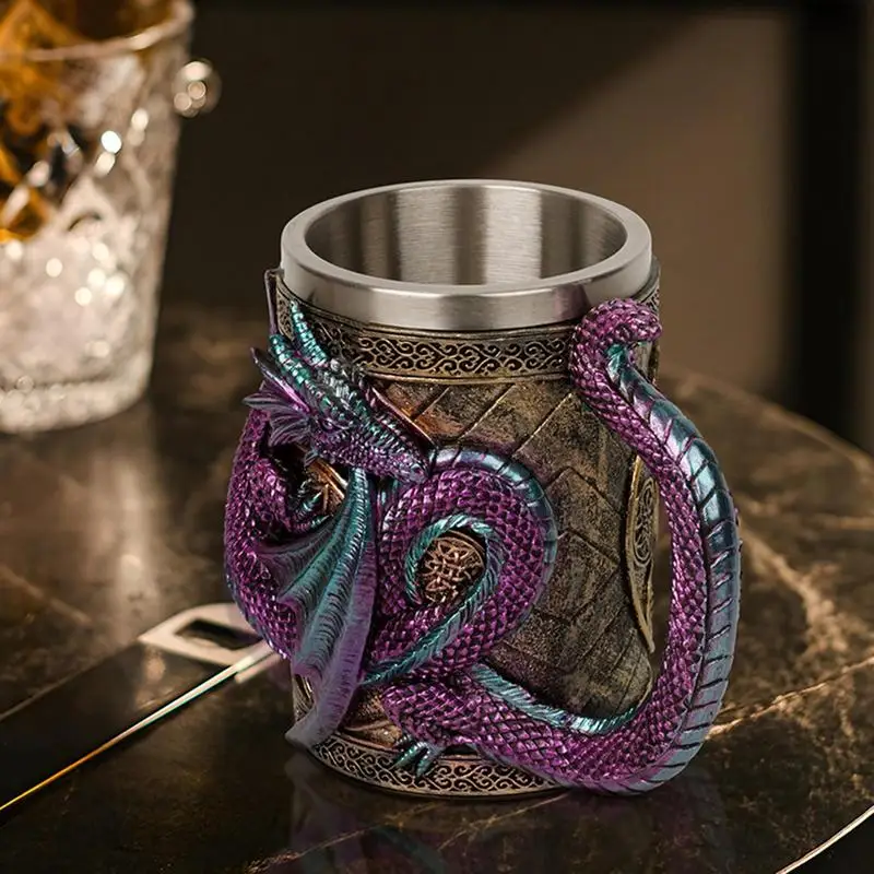 Creative 3D Mechanical Dragon Scale Beer Mug Coffee Cup Dragon Scale Beer Mug Medieval Dragon Skull Beer Danegeld Tankard Mugs