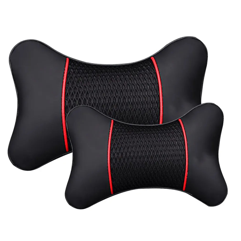 Car Neck Pillows Both Side Pu Leather Pack Headrest For Head Pain Relief Filled Fiber Universal Protector Safety Car Pillow