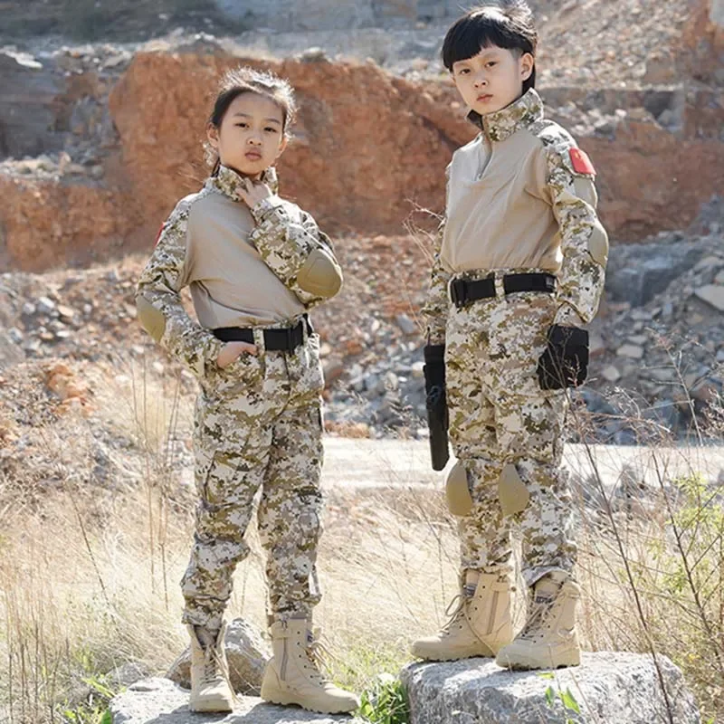 Kids Tactical Sets US Tactical Uniform Airsoft Camouflage Combat Long Shirt Pants Rapid Assault Airsoft Battle