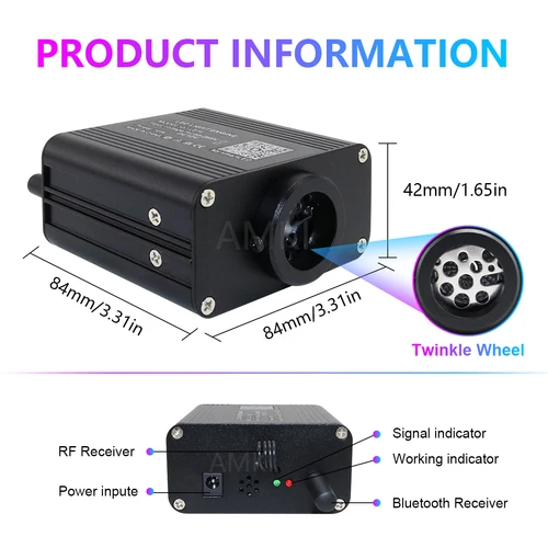 Imagen 2 del producto 16W RGBW centelleo cielo estrellado techo de coche estrellas luz de fibra óptica control de música Led techo de estrella luz de ambiente ambiental Interior de coche