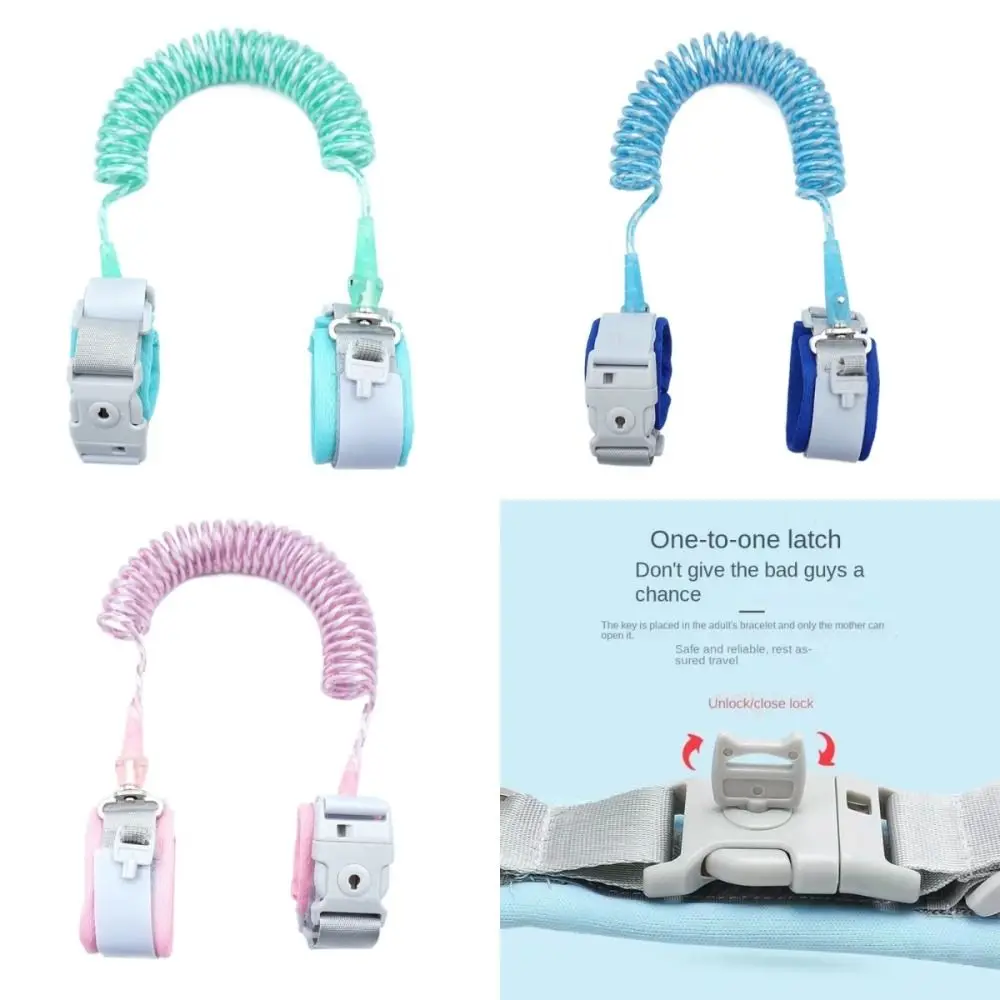 Upgraded 6.56ft Anti Lost Wrist Link Swivel Head Blue Pink Wristband Leash with Key Lock Walking Accessories Safety Harness for