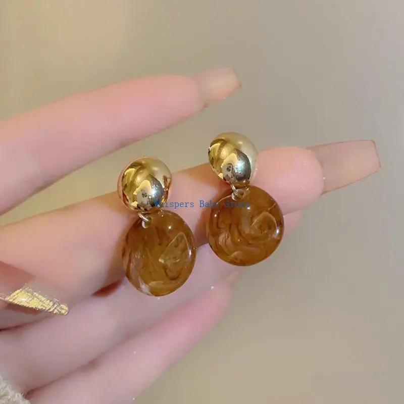 U90E Beautiful Amber Colored Dainty Studs Earrings With Vintage Styles